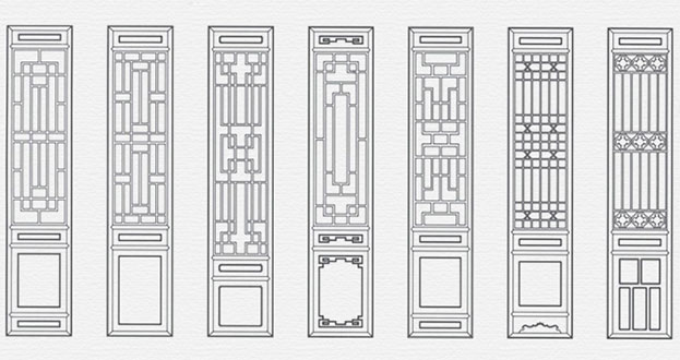 松桃常用中式仿古花窗图案隔断设计图